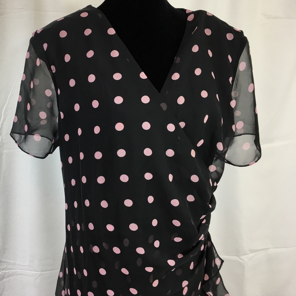 J.B.S. Black Dress With Polkadots. Size 18.